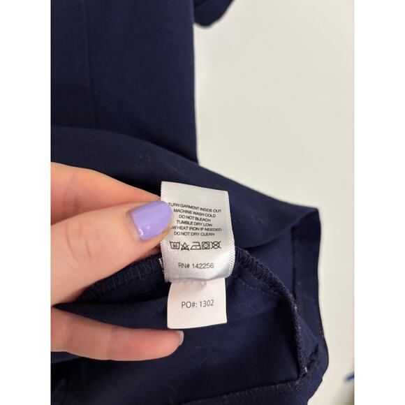 Figs Scrub Top Womens XS Cayo Popover Navy Blue Short Sleeve V-Neck TW2012 - Picture 4 of 5
